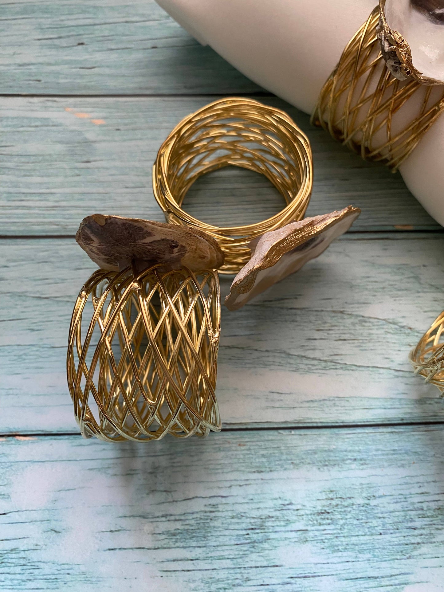 Golden Oyster Napkin Rings
